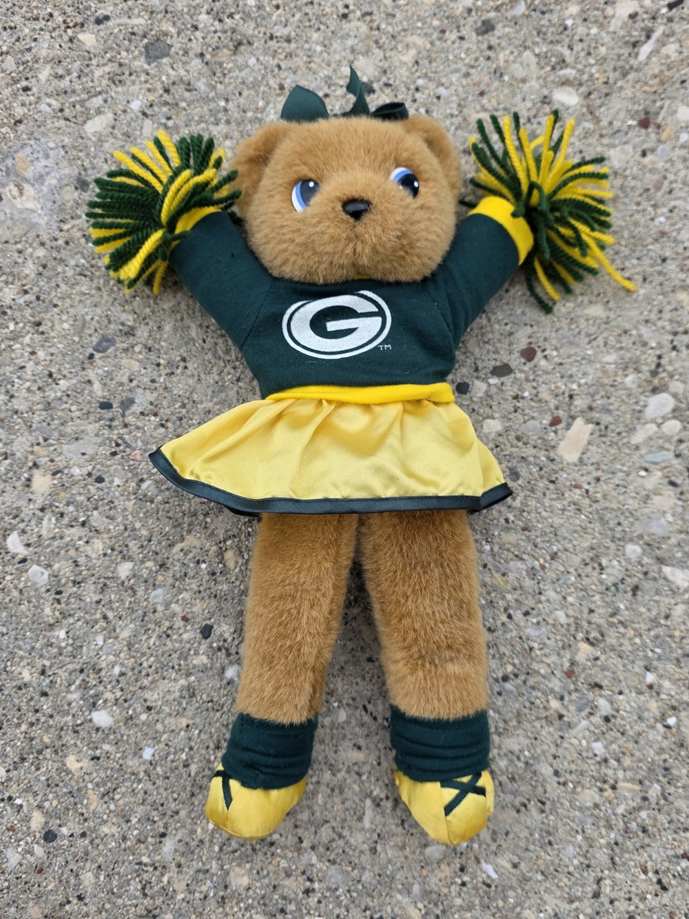 Vintage 1996 Stuffins Green Bay Packers Cheerleader Bear Plush NFL